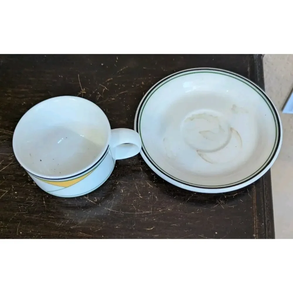 Villeroy & Boch Trio Demitasse Cup Saucer Set Memphis Art Deco Postmodern